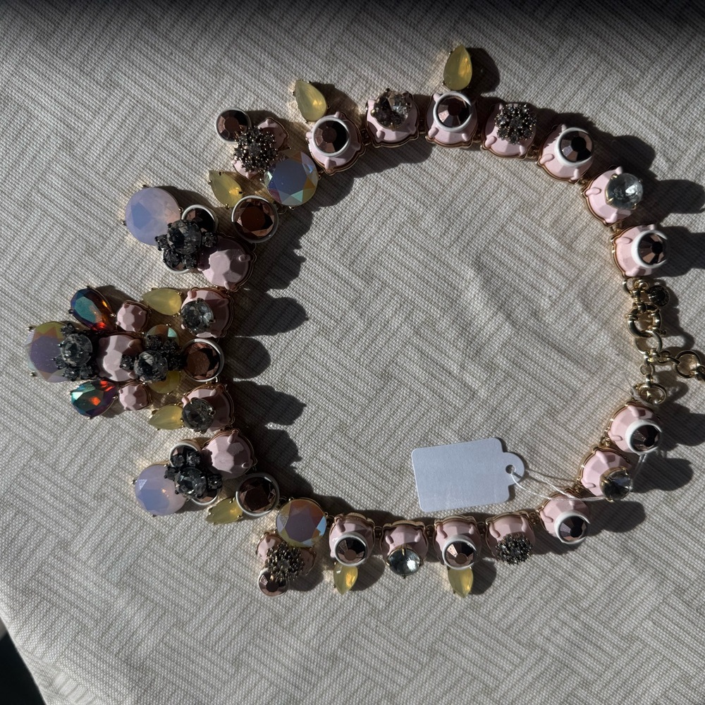 J. Crew Pink and Yellow Crystal Necklace